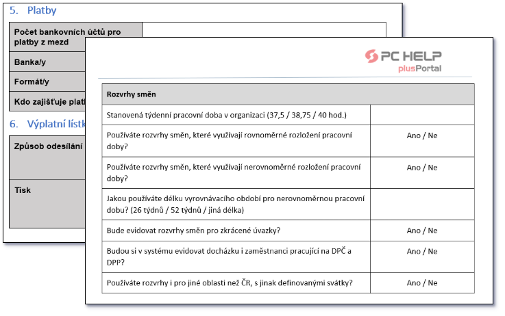Předimplementační dotazníky