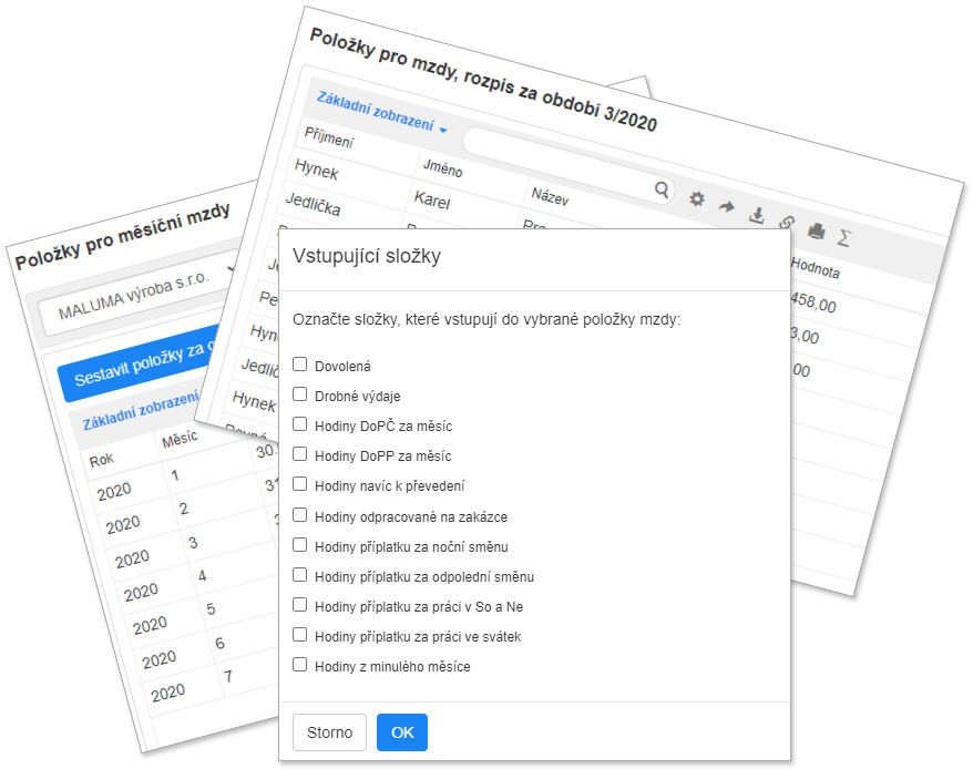 Podklady pro mzdy
